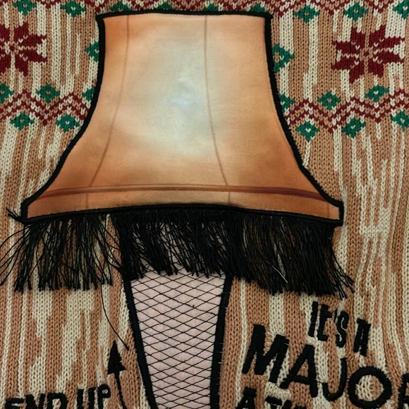 LIGHTS UP TALKS A Christmas Story Leg Lamp Ugly Christmas Sweater NWT - Picture 7 of 15